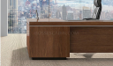 'Lexon' 8 Feet Office Table In Walnut Veneer