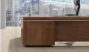 'Lexon' L Shape Office Table In Walnut Veneer