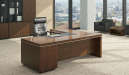 office cabin with office table in walnut veneer