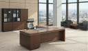 'Lexon' L Shape Office Table In Walnut Veneer