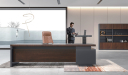 'Larry' 8 Ft Office Desk With Height Adjustable Side Desk