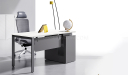 'Lido' 4.5 Feet Office Table In Warm White & Gray