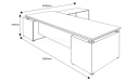 shop drawing of 9 feet office table with side cabinet