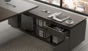 'Vistra' 8.5 Ft. Office Desk In Asti Walnut & Advanced Gray