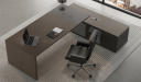 'Vistra' 8.5 Ft. Office Desk In Asti Walnut & Advanced Gray