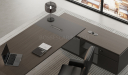 'Vistra' 8.5 Ft. Office Desk In Asti Walnut & Advanced Gray