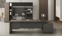 'Vistra' 8.5 Ft. Office Desk In Asti Walnut & Advanced Gray