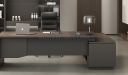 'Vistra' 8.5 Ft. Office Desk In Asti Walnut & Advanced Gray