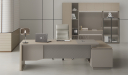 'Lucira' 8.5 Ft. Office Desk In White Oak & Seagull Gray
