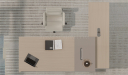 'Lucira' 8.5 Ft. Office Desk In White Oak & Seagull Gray