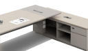 'Lucira' 8.5 Ft. Office Desk In White Oak & Seagull Gray