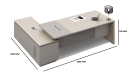 'Lucira' 8.5 Ft. Office Desk In White Oak & Seagull Gray