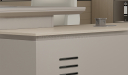 'Lucira' 8.5 Ft. Office Desk In White Oak & Seagull Gray