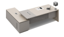 'Lucira' 8.5 Ft. Office Desk In White Oak & Seagull Gray