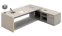 'Lucira' 8.5 Ft. Office Desk In White Oak & Seagull Gray