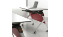 training table in white laminate with red modesty panel