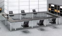meeting room with square meeting tables and chairs