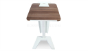 sleek lectern with walnut laminate and steel base