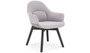 'Tulip' Chair In Fabric With Fixed Solid Wood Base