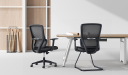 'Orsin' Fixed Base Visitors Chair In Black Frame & Gray Mesh