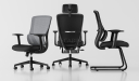 'Orsin' Fixed Base Visitors Chair In Black Frame & Gray Mesh