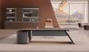 'Prima' 9 Ft. Desk With Slanted Leg In Nackle Walnut & X-Gray Finish