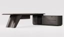 'Prima' 9 Ft. Desk With Slanted Leg In Nackle Walnut & X-Gray Finish