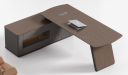 'Prima' 7 Ft. Desk With Slanted Leg In Nackle Walnut & X-Gray Finish
