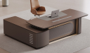 'Prima' 8 Feet Office Desk In Nackle Walnut & X-Gray Finish