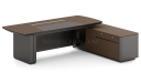 'Prima' 8 Feet Office Desk In Nackle Walnut & X-Gray Finish