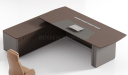 'Prima' 8 Feet Office Desk In Nackle Walnut & X-Gray Finish