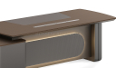 'Prima' 8 Feet Office Desk In Nackle Walnut & X-Gray Finish