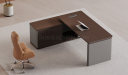 'Prima' 6 Feet Office Desk In Nackle Walnut & X-Gray Finish