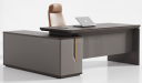 'Prima' 6 Feet Office Desk In Nackle Walnut & X-Gray Finish