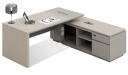 'Lucira' 6.5 Feet Office Desk In White Oak & Seagull Gray Finish