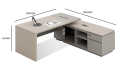 'Lucira' 6.5 Feet Office Desk In White Oak & Seagull Gray Finish