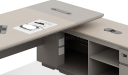 'Lucira' 6.5 Feet Office Desk In White Oak & Seagull Gray Finish