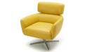 'Vega' Lounge Chair With Swivel Function In Mustard Yellow Leather