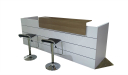 9 feet reception table in white laminate with walnut laminate counter top