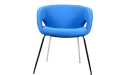 blue color arm chair in fabric with chrome legs