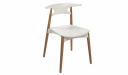 cafeteria chair in white plastic seat and beech wood legs