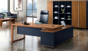 elegant office cabin with walnut wood office desk with side cabinet
