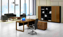 large office cabin with office desk, sofa and office chair