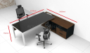 dimensions of 7 feet black glass top office desk