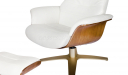 lounge chair and ottoman in white leather