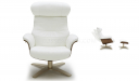 reclining lounge chair in white leather