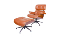 eams lounge chair with ottoman in tan leather