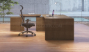 side view of office table with height adjustable side cabinet