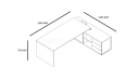 shop drawing of 7 feet office desk with side cabinet