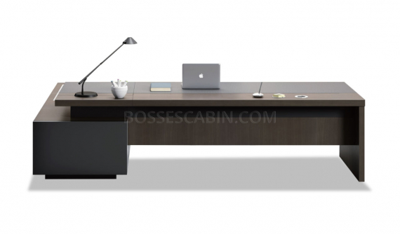 8.5 feet premium office table in walnut veneer and leather finish